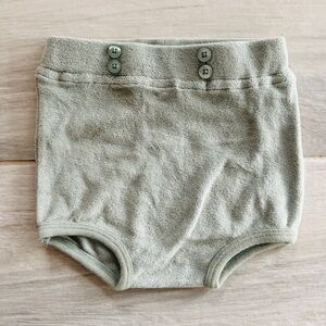 kate quinn Sage Green Terry Baby Bloomer with Button Detail